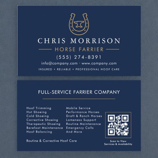 Horse Farrier Horseshoe QR Code Visitenkarte