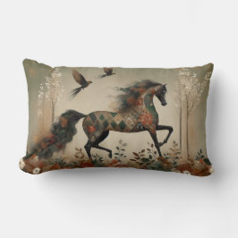 Horse Floral Harlequin Decor Cushion Lendenkissen