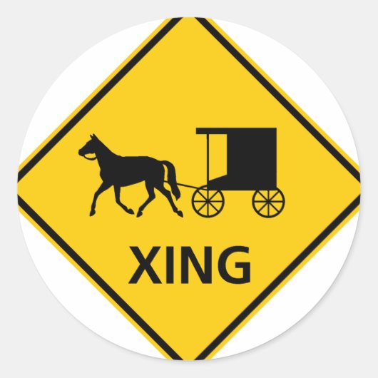 Horse-gezeichnet Autobahnzeichen Runder Aufkleber (Vorderseite)