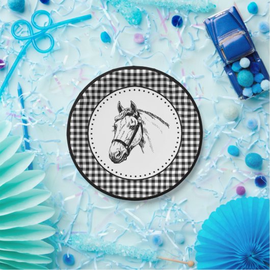 Horse Gingham Pappteller (Party)