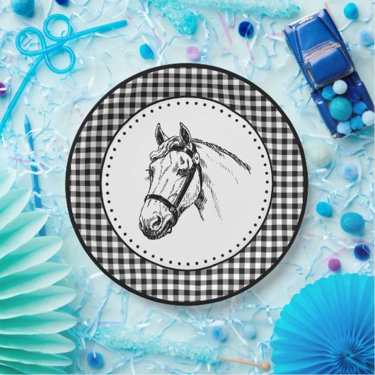 Horse Gingham Pappteller (Party)