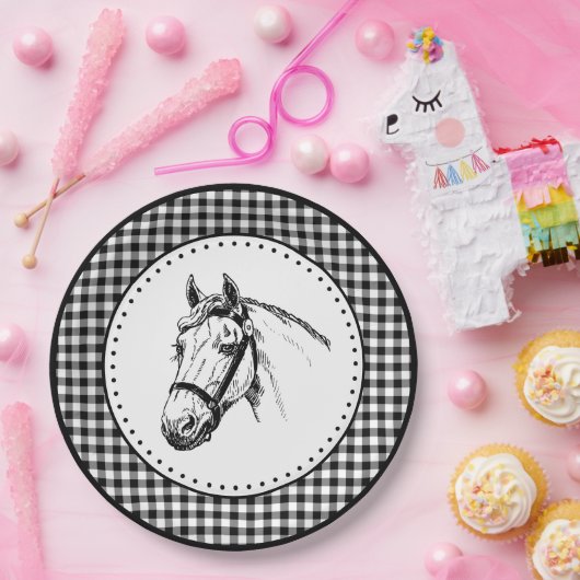 Horse Gingham Pappteller (Party)