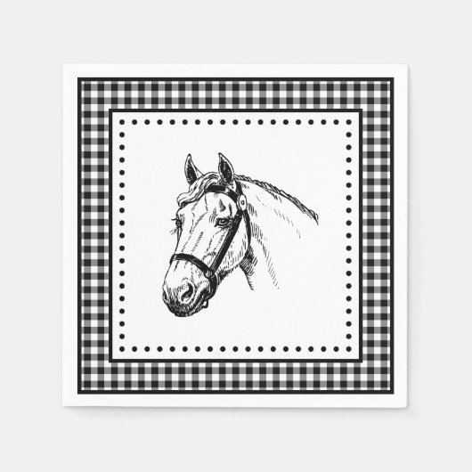 Horse Gingham Serviette (Vorderseite)