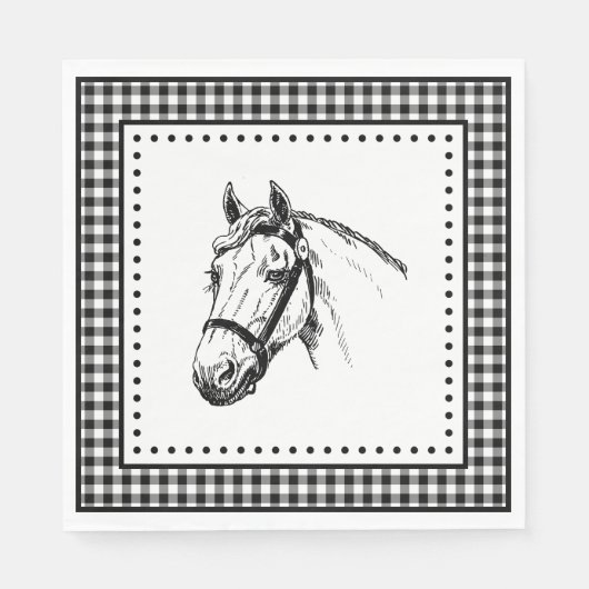 Horse Gingham Serviette (Vorderseite)
