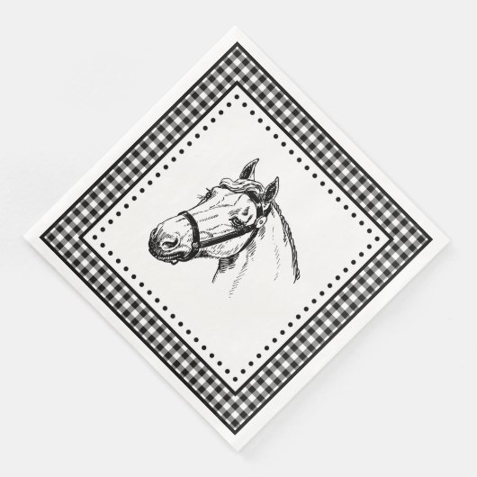 Horse Gingham Serviette (Ecke)