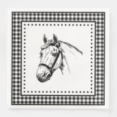 Horse Gingham Serviette (Vorderseite)