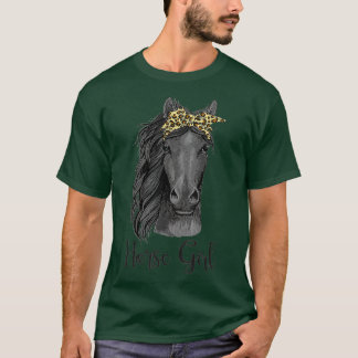 Horse Girl Bandana Leopard Reiten T-Shirt