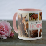 Horse Girl Foto Collage Tasse<br><div class="desc">Personalisierte Reitferien-Tasse mit einem 6-Foto-Collage-Template Ihres Haustierpferdes,  und das Sprichwort "nur ein Mädchen,  das Pferde Lieben".</div>