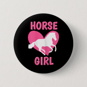 Horse Girl Horseback Riding Equestrian Horse Lover Button