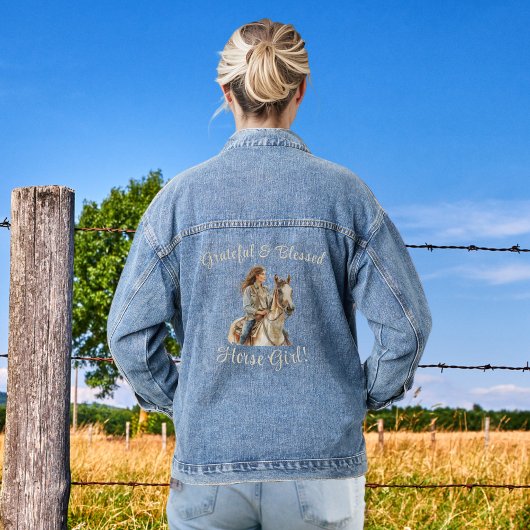 Horse Girl Personalize Jean Jeansjacke