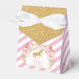 Horse Gold Glitzer Rosa Floral Vielen Dank zum Geb Geschenkschachtel