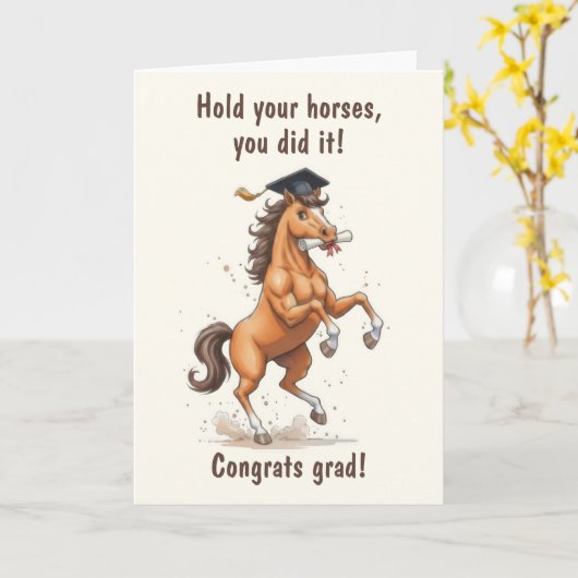Horse Graduation Karte (Gelbe Blume)