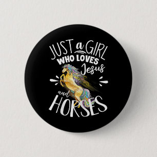 Horse Graphics Women Girls Horseback Reitpferd L Button
