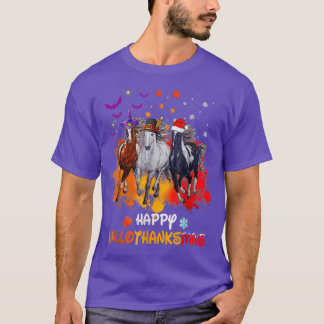 Horse Halloween And Merry Christmas Happy Hallotha T-Shirt