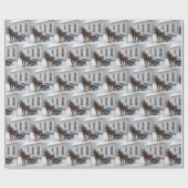 Horse Harnessed to a Sleigh By a Chapel Geschenkpapier (Flach)