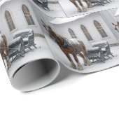 Horse Harnessed to a Sleigh By a Chapel Geschenkpapier (Rolleneckpunkt)