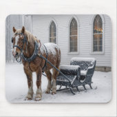 Horse Harnessed to a Sleigh By a Church Mousepad (Vorne)