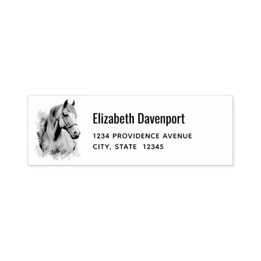 Horse Head Illustration Address Permastempel (Design)