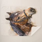 Horse Head Sherpa Blanket Sherpadecke (Vorderseite (Horizontal))