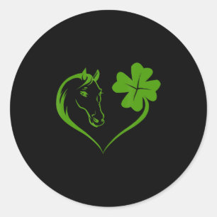 Horse Heart and Leaf Irish St Patrick Day Gift Ho Runder Aufkleber