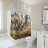 Horse Herd Galloping Mustang Malerei Duschvorhang (Beispiel)