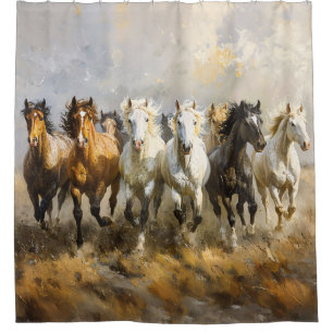 Horse Herd Galloping Mustang Malerei Duschvorhang