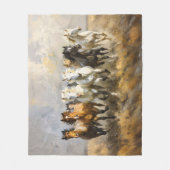 Horse Herd Galloping Mustang Malerei Fleecedecke (Vorderseite)