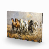 Horse Herd Galloping Mustang Malerei Fotoblock (Rechts)