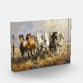 Horse Herd Galloping Mustang Malerei Fotoblock (Links)