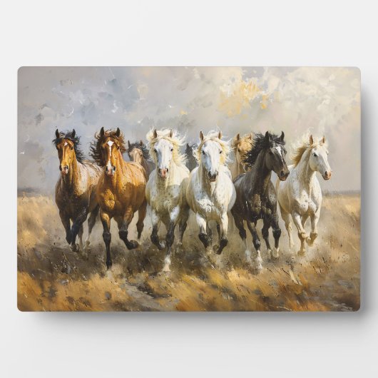 Horse Herd Galloping Mustang Malerei Fotoplatte (Vorderseite)