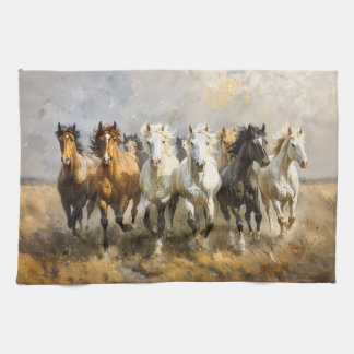 Horse Herd Galloping Mustang Malerei Geschirrtuch