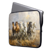 Horse Herd Galloping Mustang Malerei Laptopschutzhülle (Vorderseite Links)