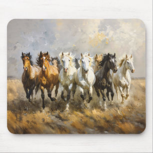 Horse Herd Galloping Mustang Malerei Mousepad