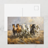 Horse Herd Galloping Mustang Malerei Postkarte (Vorne/Hinten)