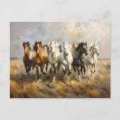 Horse Herd Galloping Mustang Malerei Postkarte (Vorderseite)