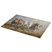 Horse Herd Galloping Mustang Malerei Schneidebrett (Ecke)