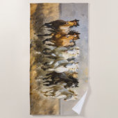 Horse Herd Galloping Mustang Malerei Strandtuch (Vorderseite)