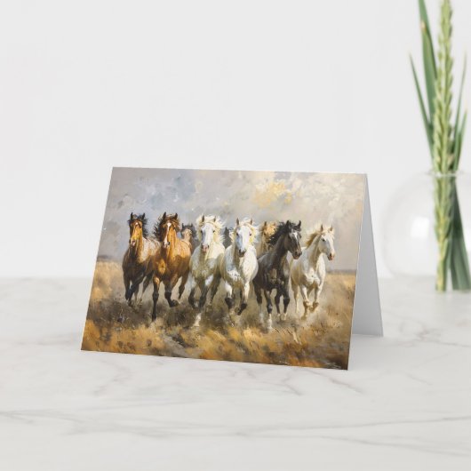 Horse Herd Galloping Mustang Painting Blank (Vorderseite)