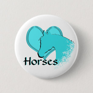 Horse III (aqua) Button