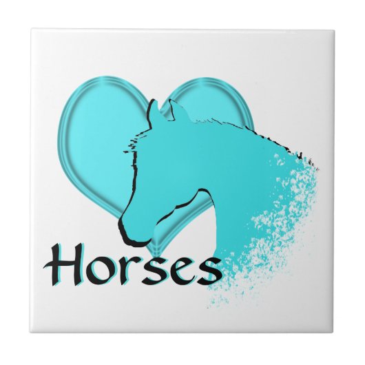 Horse III (aqua) Fliese (Vorderseite)