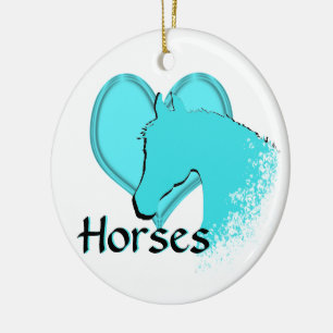 Horse III (aqua) Keramik Ornament