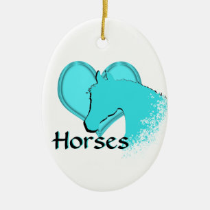 Horse III (aqua) Keramik Ornament