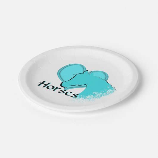 Horse III (aqua) Pappteller (Schrägansicht)