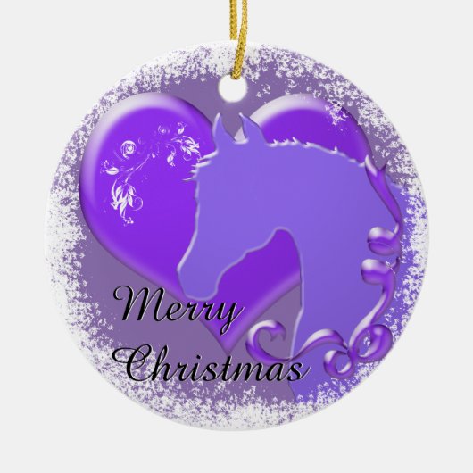 Horse III Urlaub (Lila Pferd/Herz) Keramikornament (Vorne)