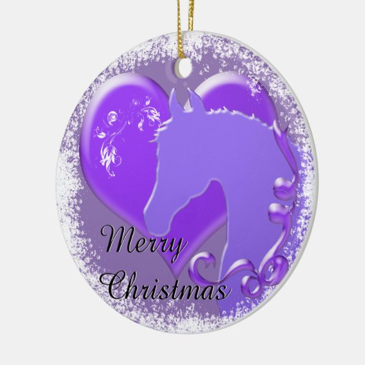 Horse III Urlaub (Lila Pferd/Herz) Keramikornament (Links)