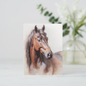 Horse Illustration Braunes Pferd Postkreuzung Postkarte (Stehend Vorderseite)