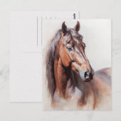 Horse Illustration Braunes Pferd Postkreuzung Postkarte (Vorne/Hinten)