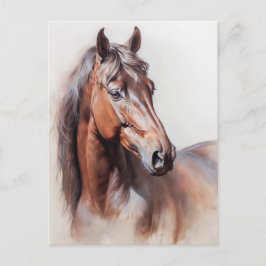 Horse Illustration Braunes Pferd Postkreuzung Postkarte