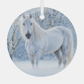 Horse in Snow Pretty Christmas Holiday Ornament Aus Glas (Vorderseite)