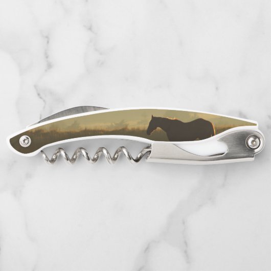 Horse in Sunrise Wine Bottle Opener Kellnermesser (Rückseite)